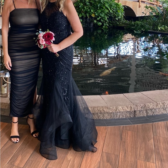 Ivonne D by mon cheri black beaded evening gown - Picture 3 of 5